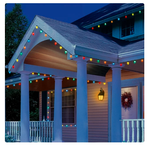 100-Count Multicolor LED Diamond-Cut C9 Christmas Lights, with Green Wire, 59.6', Holiday Time California Distributors Holiday Time 