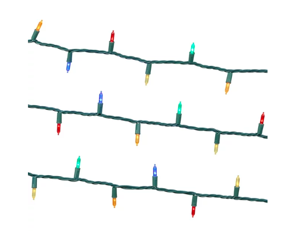 100-Count Multicolor LED Mini Christmas Lights with Green Wire, 21', Holiday Time California Distributors Holiday Time 
