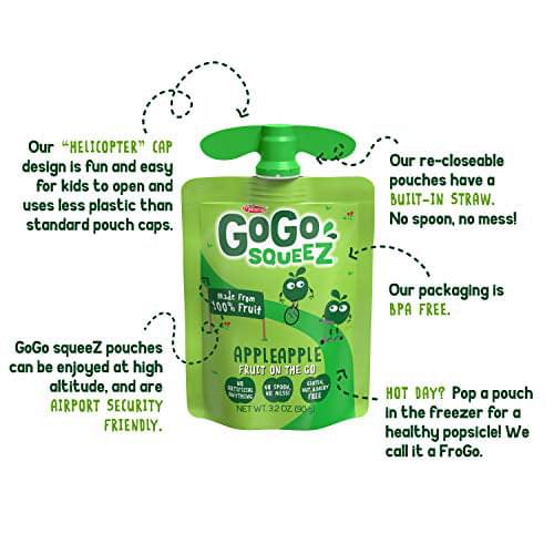 (12 Pack) GoGo Squeez Applesauce Apple Apple Snack Pouch, 3.2 oz - Sherry Wholesale - Distributors and wholesale in United States