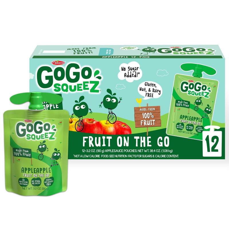 (12 Pack) GoGo Squeez Applesauce Apple Apple Snack Pouch, 3.2 oz - Sherry Wholesale - Distributors and wholesale in United States