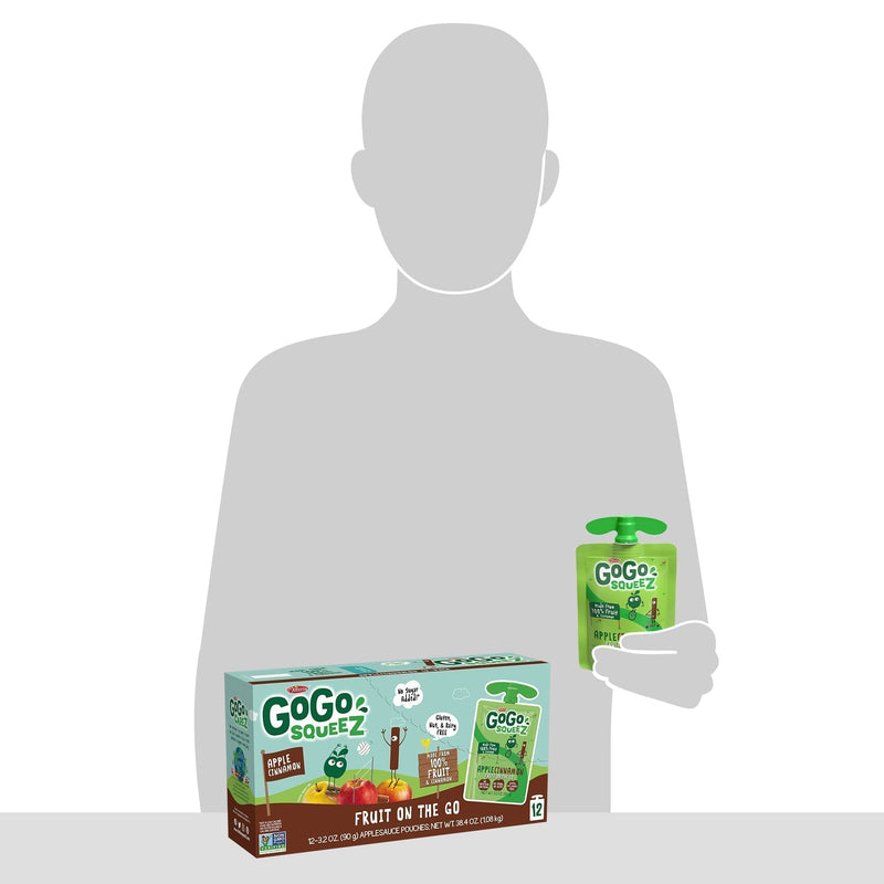 (12 Pack) GoGo Squeez Applesauce Apple Cinnamon Snack Pouch, 3.2 oz, 12 Pack - Sherry Wholesale - Distributors and wholesale in United States