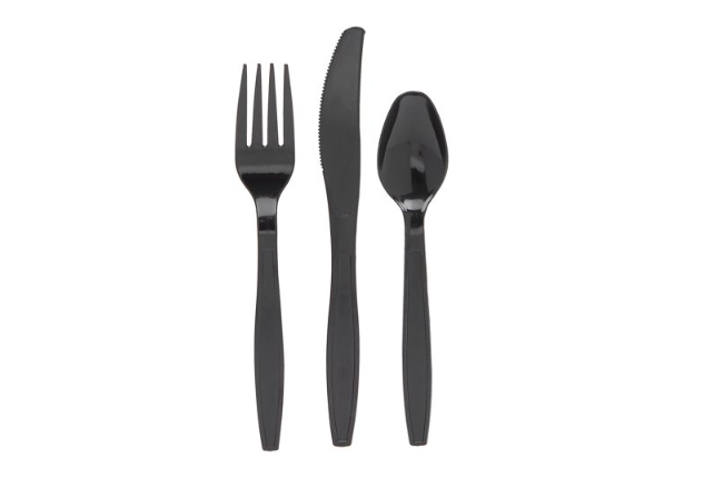 144-Piece Cheers to 30 Years Plates, Napkins, Cutlery, and Cups for Black and Gold 30th Birthday Party Supplies, Anniversary Decorations (Serves 24) California Distributors Juvale 