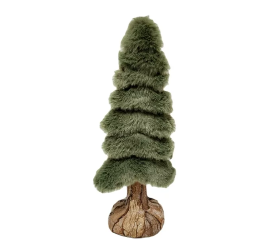 Moss Green Faux Fur Tree with Jujube Bark Christmas Décor, 12 in, 1.35 oz, by Holiday Time