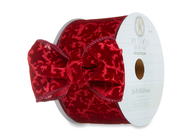 My Texas House Burgundy Velvet Ribbon, 18‘