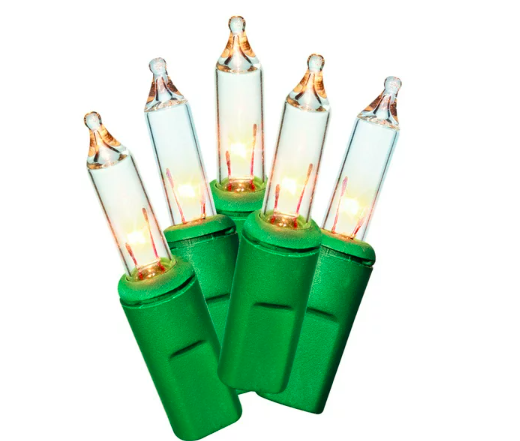 300-Count Clear Incandescent Mini Christmas Lights with Green Wire, 62.5', Holiday Time