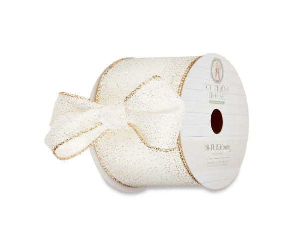 My Texas House Off White Shimmer Ribbon, 18'