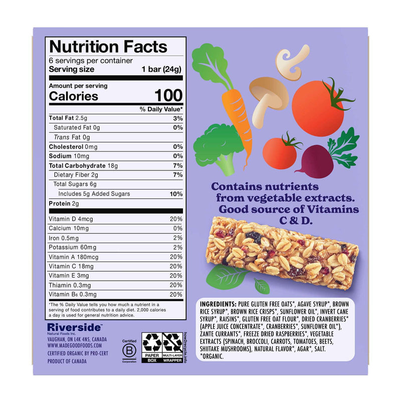 2 Packs MadeGood Mixed Berry Granola Bars, 6 Healthy Snack Bars, 0.85 oz Each - Sherry Wholesale - Distributors and wholesale in United States