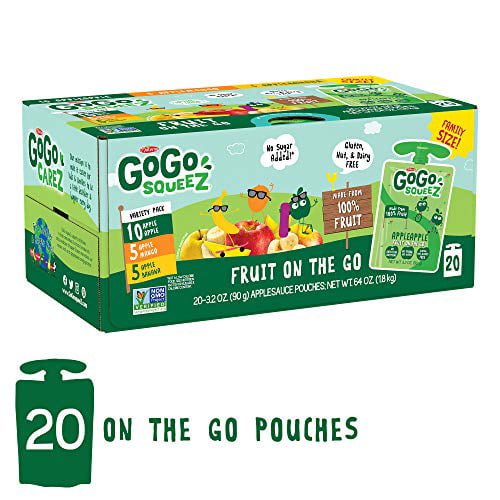 (20 Pack) GoGo Apple Apple, Apple Banana, Apple Mango Applesauce, 3.2 oz - Sherry Wholesale - Distributors and wholesale in United States