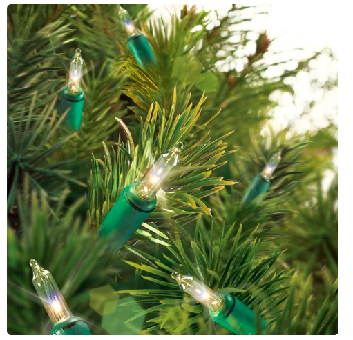 300-Count Clear Incandescent Mini Christmas Lights with Green Wire, 62.5', Holiday Time