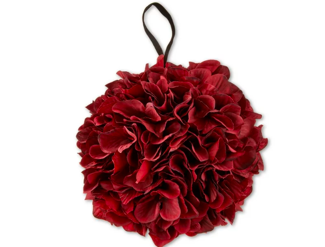 My Texas House Burgundy Amaryllis Ball Ornament, 8"