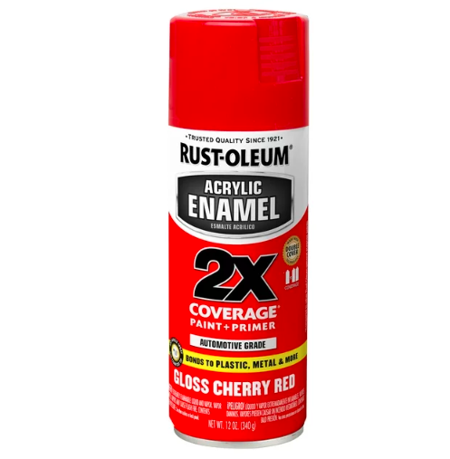 Red, Rust-Oleum Automotive Gloss Acrylic Enamel 2X Spray Paint-271920, 12 oz