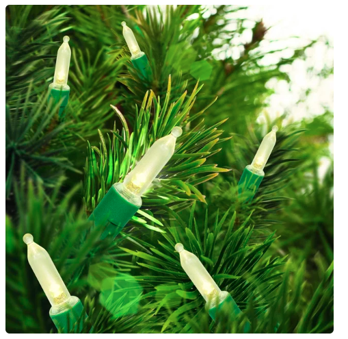300-Count Warm White LED Mini Christmas Lights with Green Wire, 61.3', Holiday Time