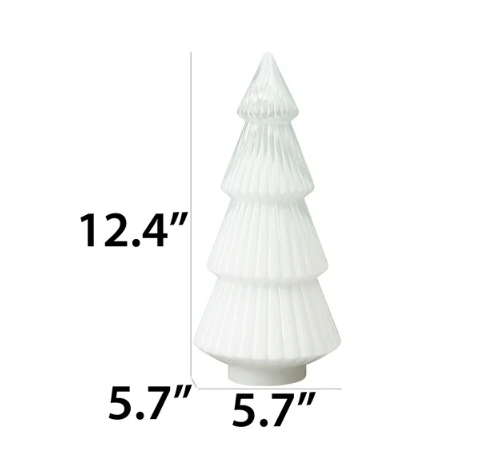 My Texas House White Glass Tree Decoration, 12.4"