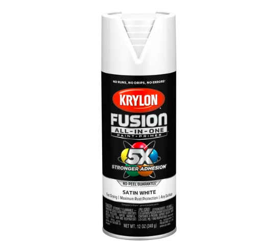 Krylon K02753007 Krylon Fusion All-In-One White Satin 12 oz Spray Paint, Multi-Surface, (1 Piece, 1 Pack)