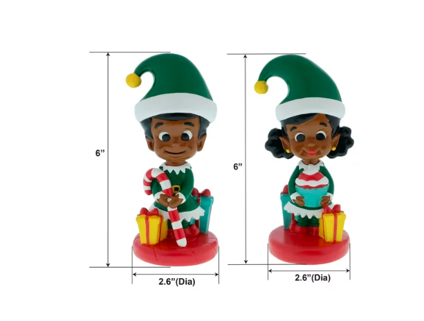Black Paper Party Elf Figurine Table Top Set, 2 Pack, Resin, Multi-Color, Online Only