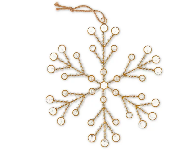 My Texas House Beaded Snowflake Hanging Ornament Decoration, 10 inch