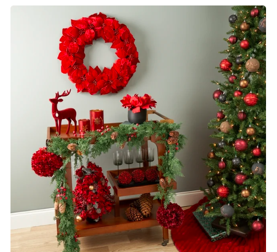My Texas House Burgundy Amaryllis Ball Ornament, 8"