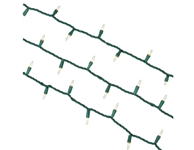 300-Count Clear Incandescent Mini Christmas Lights with Green Wire, 62.5', Holiday Time