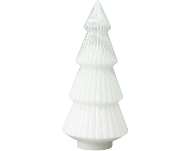 My Texas House White Glass Tree Decoration, 12.4"
