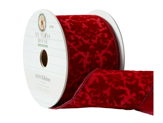My Texas House Burgundy Velvet Ribbon, 18‘
