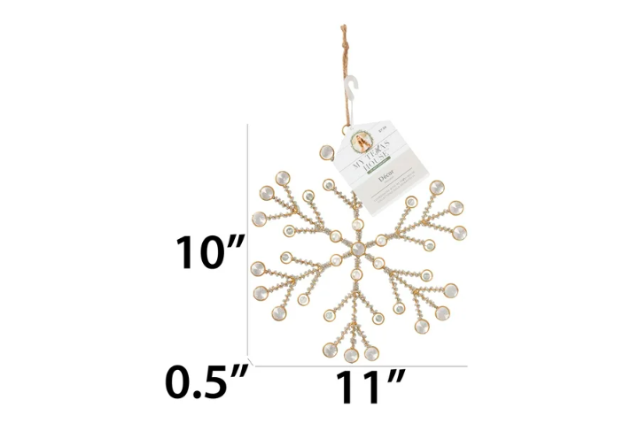 My Texas House Beaded Snowflake Hanging Ornament Decoration, 10 inch