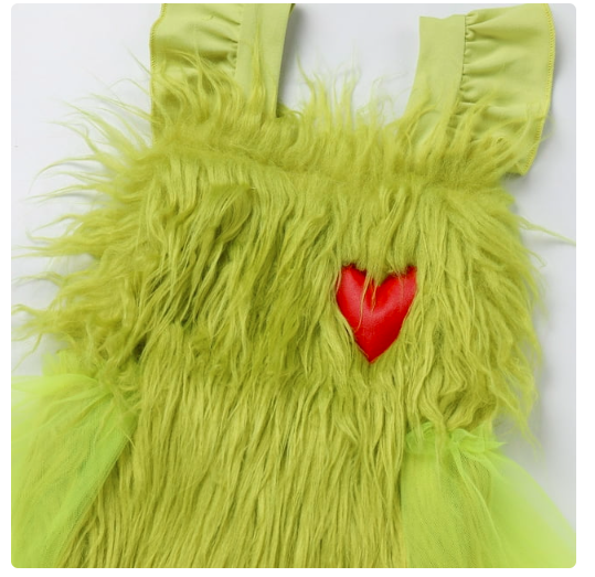 IBTOM CASTLE Newborn Infant Baby Girls Elk Christmas Grinch Clothes with Reindeer Hairband Fancy Dress up Gown Party Princess Outfits 6-12 Months Green - Heart