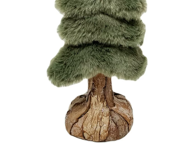 Moss Green Faux Fur Tree with Jujube Bark Christmas Décor, 12 in, 1.35 oz, by Holiday Time