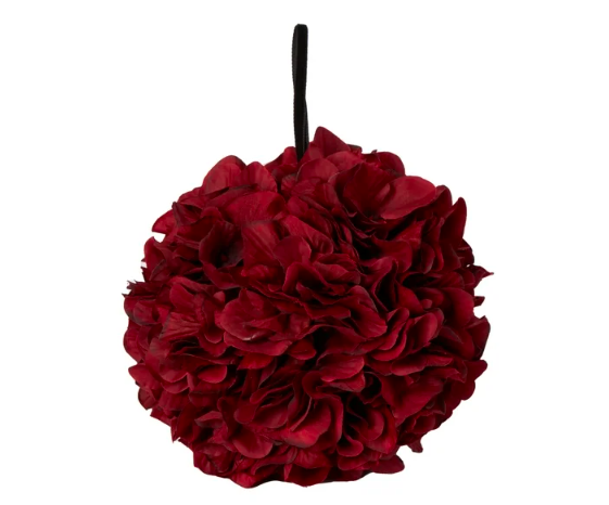 My Texas House Burgundy Amaryllis Ball Ornament, 8"