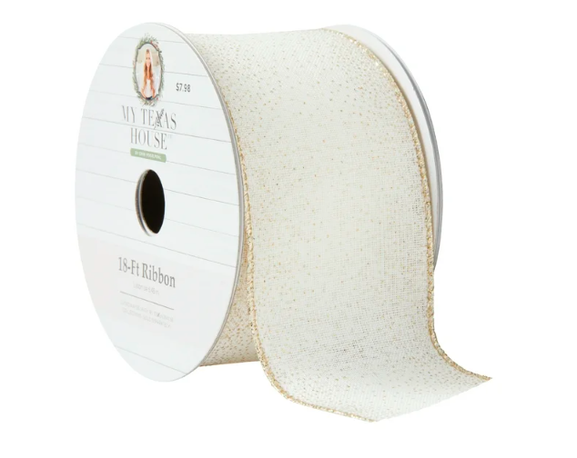 My Texas House Off White Shimmer Ribbon, 18'