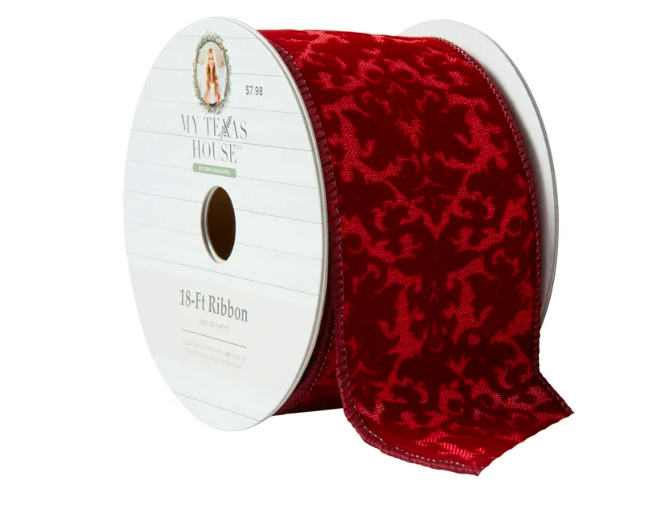 My Texas House Burgundy Velvet Ribbon, 18‘