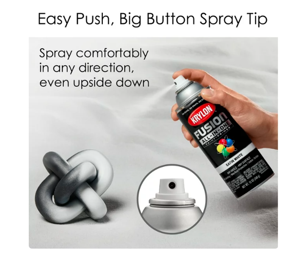 Krylon K02753007 Krylon Fusion All-In-One White Satin 12 oz Spray Paint, Multi-Surface, (1 Piece, 1 Pack)
