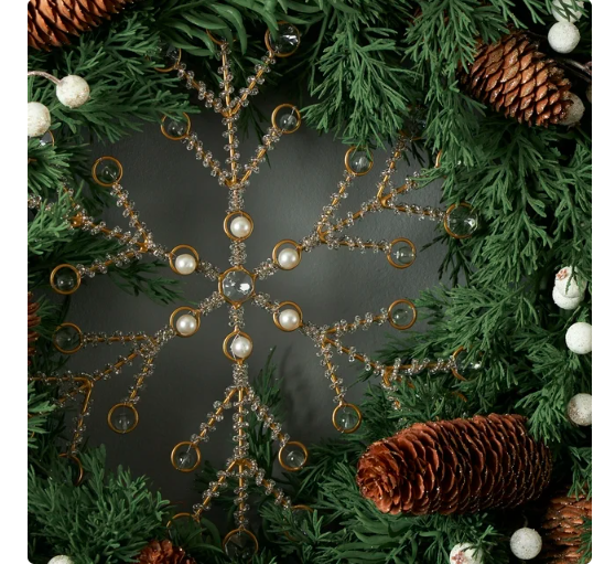 My Texas House Beaded Snowflake Hanging Ornament Decoration, 10 inch