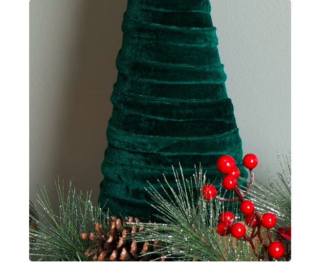 My Texas House Velvet Tree Decoration, Green, 16 inch, .31 lb.
