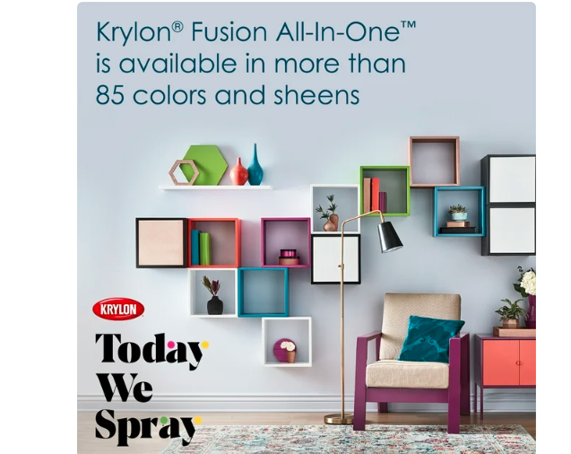 Krylon K02753007 Krylon Fusion All-In-One White Satin 12 oz Spray Paint, Multi-Surface, (1 Piece, 1 Pack)