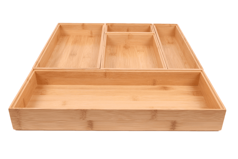 Better Homes & Gardens Natural Bamboo Drawer Organizer 5-Piece Set, 17.91 x 14.96 x 1.97 inches, Natural - My Store - Best Wholesale and distributor in United States