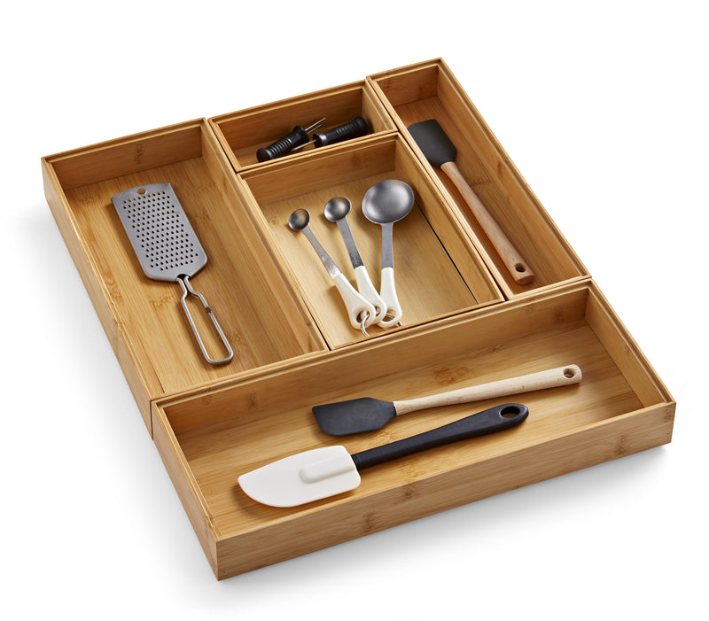 Better Homes & Gardens Natural Bamboo Drawer Organizer 5-Piece Set, 17.91 x 14.96 x 1.97 inches, Natural - My Store - Best Wholesale and distributor in United States