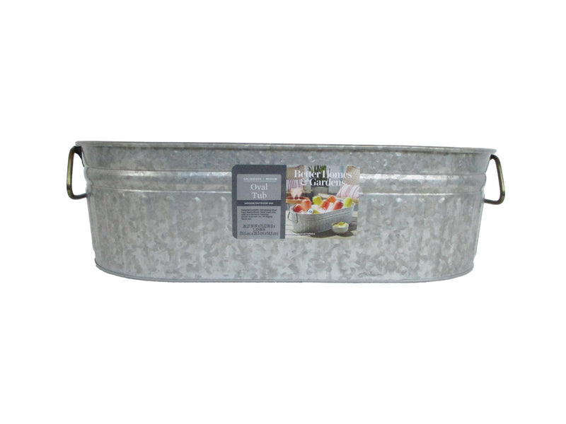 Better Homes & Gardens- Oval Galvanized Tub, 20.27" L x 11.22" W x 5.7" H SN Distributors Better Homes & Gardens 