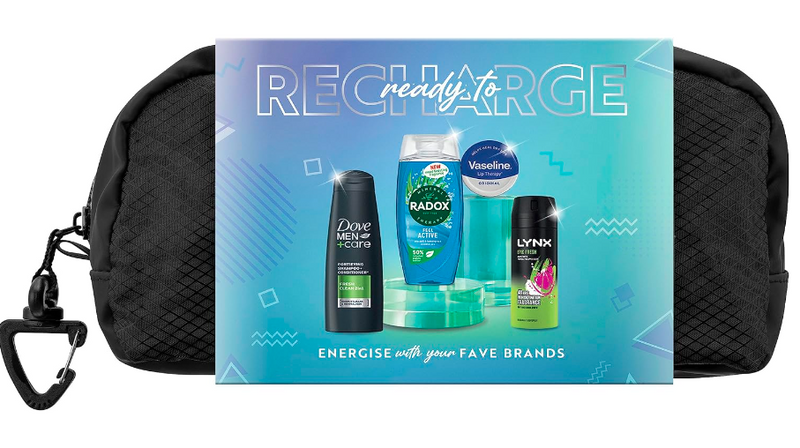 Dove Men+Care, Vaseline, RADOX, LYNX Ready to Recharge Gift Set shampoo & conditioner, lip balm, shower gel, body spray perfect for his daily routine 4 piece - Sherry Wholesale - Distributors and wholesale in United States