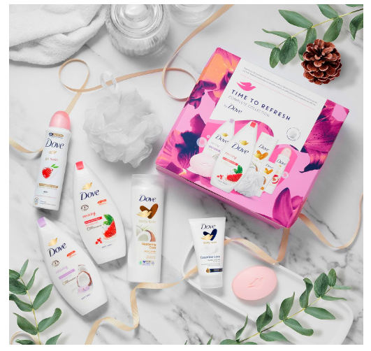 Dove Time to Refresh Complete Collection Gift Set with a luxury shower puff perfect gifts for her 6 piece - Sherry Wholesale - Distributors and wholesale in United States