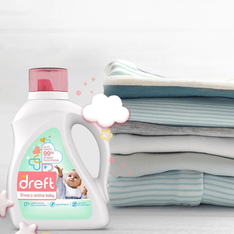 Dreft Stage 2: Active Baby Liquid Laundry Detergent, 64 Loads 92 fl oz - Sherry Wholesale - Distributors and wholesale in United States