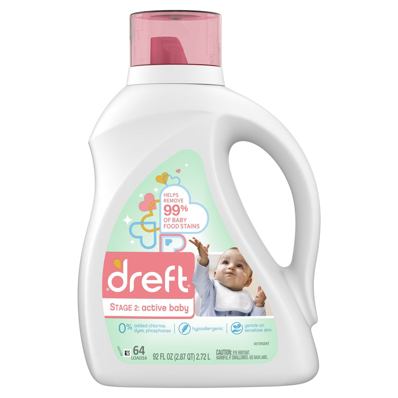 Dreft Stage 2: Active Baby Liquid Laundry Detergent, 64 Loads 92 fl oz - Sherry Wholesale - Distributors and wholesale in United States