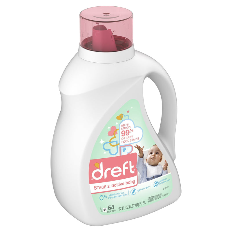 Dreft Stage 2: Active Baby Liquid Laundry Detergent, 64 Loads 92 fl oz - Sherry Wholesale - Distributors and wholesale in United States
