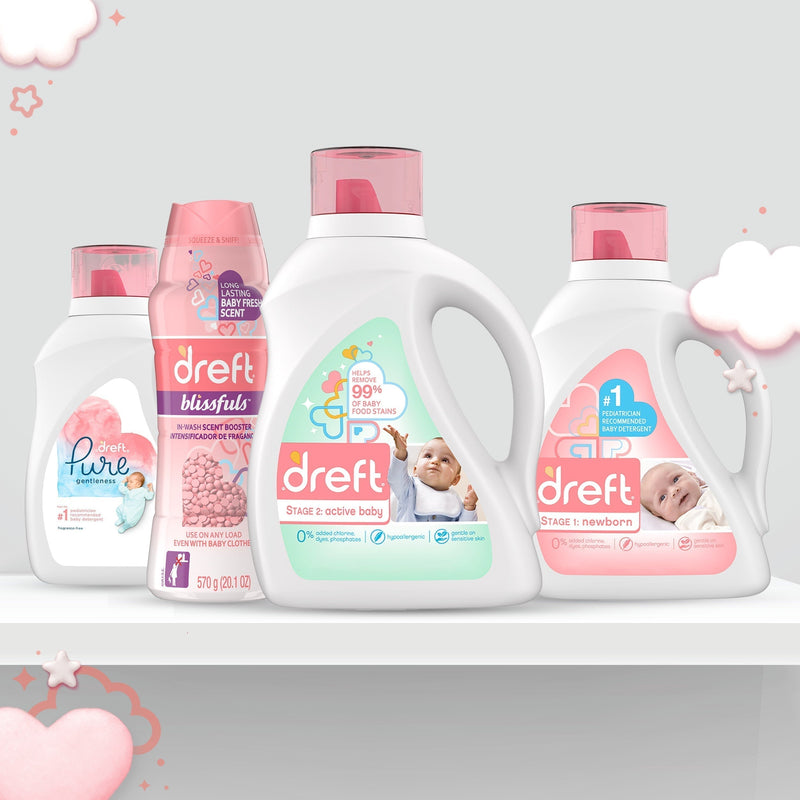 Dreft Stage 2: Active Baby Liquid Laundry Detergent, 64 Loads 92 fl oz - Sherry Wholesale - Distributors and wholesale in United States