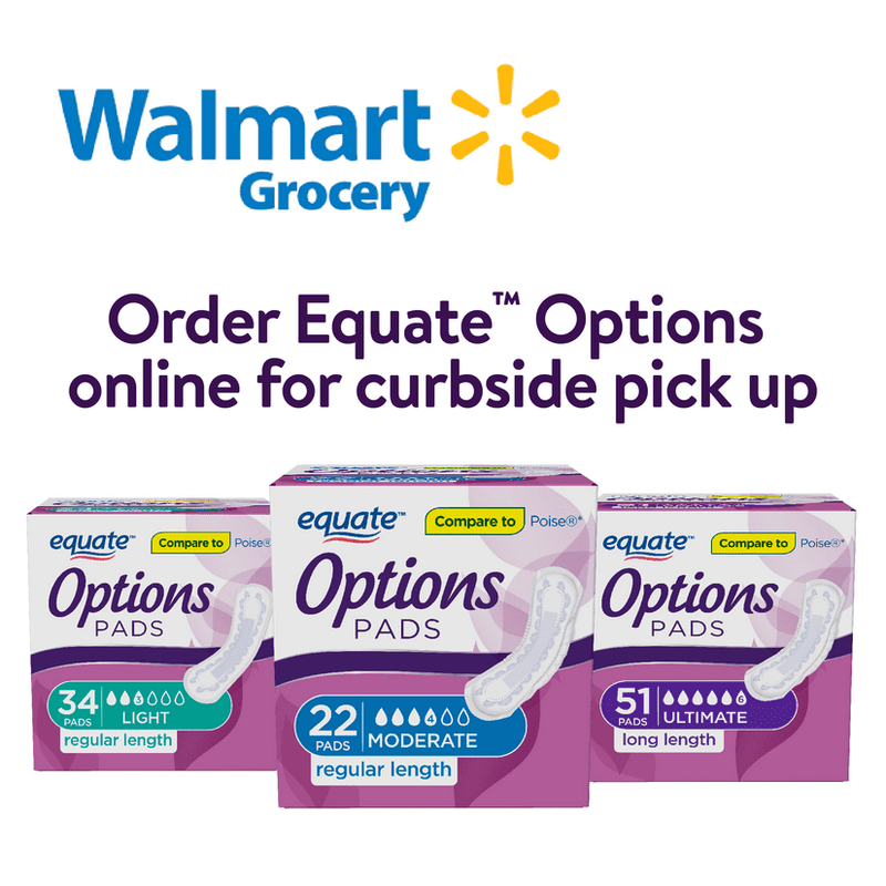 Equate Options Incontinence Pads for Women, Ultimate Absorbency, Long Length (51 Count) - Sherry Wholesale - Distributors and wholesale in United States