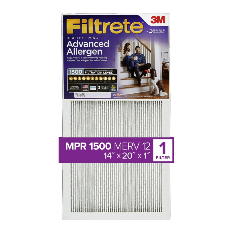 Filtrete by 3M, 14x20x1, MERV 12, Advanced Allergen Reduction HVAC Furnace Air Filter, Captures Allergens, Bacteria, Viruses, 1500 MPR, 1 Filter - Sherry Wholesale - Distributors and wholesale in United States