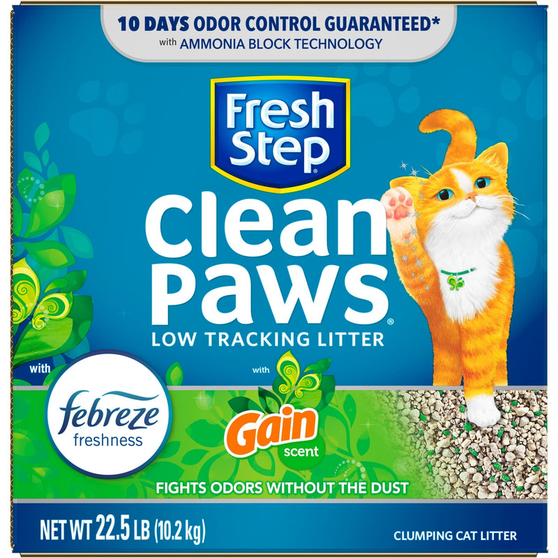 Fresh Step Clean Paws Litter with Febreze and Gain, Clumping Cat Litter, 22.5 lb - Sherry Wholesale - Distributors and wholesale in United States