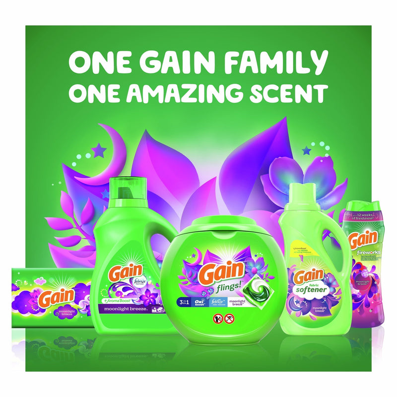 Gain + Aroma Boost Liquid Laundry Detergent, Moonlight Breeze Scent, 107 Loads, 154 fl oz - Sherry Wholesale - Distributors and wholesale in United States