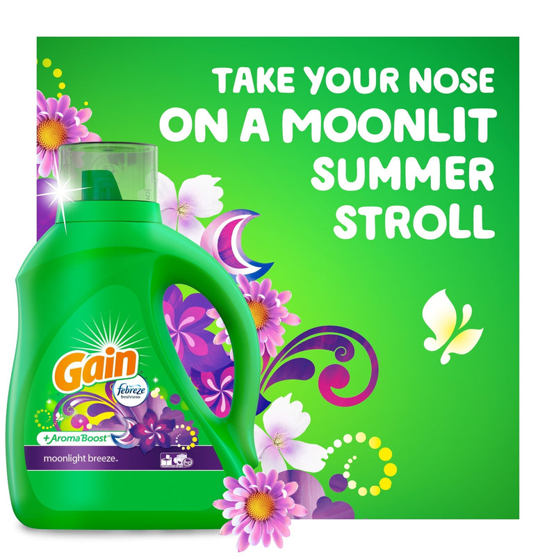 Gain + Aroma Boost Liquid Laundry Detergent, Moonlight Breeze Scent, 107 Loads, 154 fl oz - Sherry Wholesale - Distributors and wholesale in United States