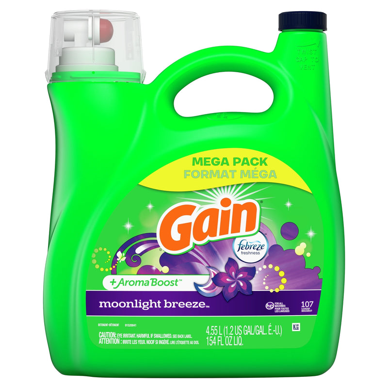 Gain + Aroma Boost Liquid Laundry Detergent, Moonlight Breeze Scent, 107 Loads, 154 fl oz - Sherry Wholesale - Distributors and wholesale in United States