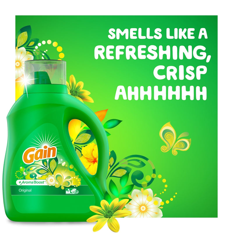 Gain + Aroma Boost Liquid Laundry Detergent, Original, 61 Loads, 88 fl oz - Sherry Wholesale - Distributors and wholesale in United States